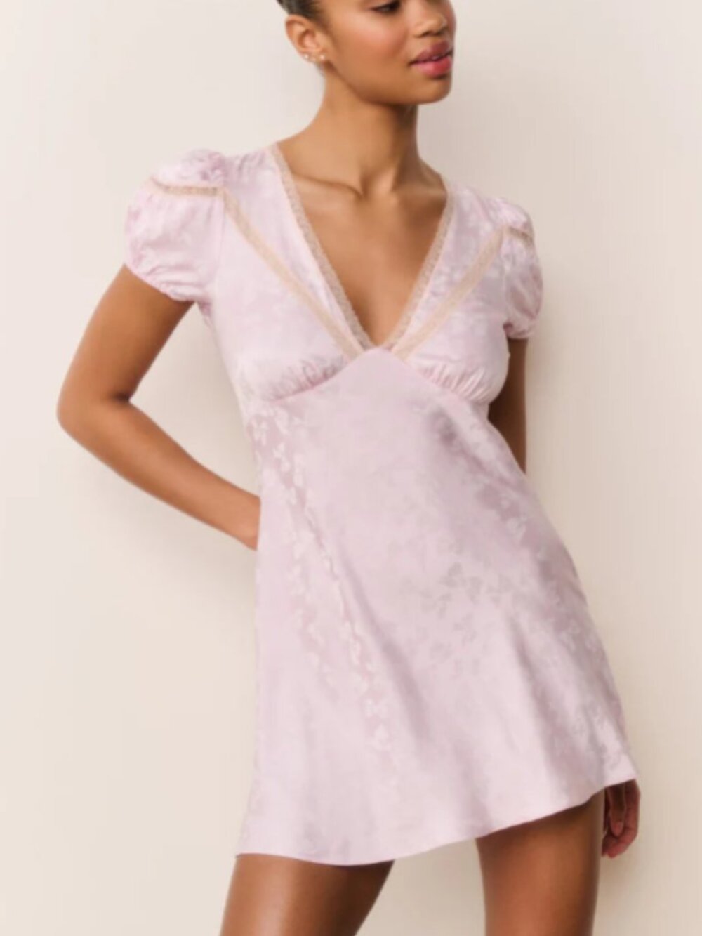 NWT LoveShackFancy Sylara Silk-Blend Bow Jacquard Mini Dress